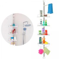 Кутова полиця для ванної, душової Aidesen Multi Corner GY-188, телескопічна розсувна етажерка 4 яруси з регульованою висотою Біла XL-176
