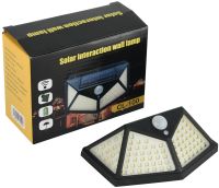Вуличний потрійний ліхтар Solar Interaction Wall Lamp CL - 100 на сонячній батареї з датчиком руху, Настінний акумуляторний світильник 100 LED