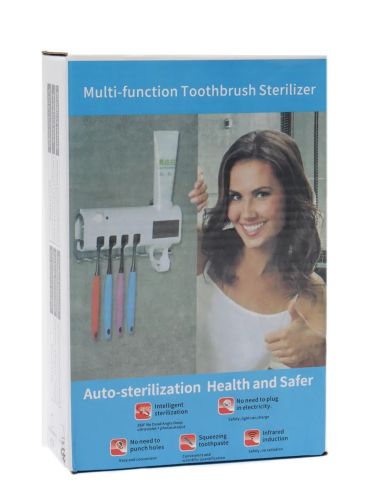 Тримач зубних щіток Brush Sterilizer 3 в 1 JX-5588, Диспенсер дозатор для зубної пасти, Уф стерилізатор, Контейнер з дезінфекцією Білий