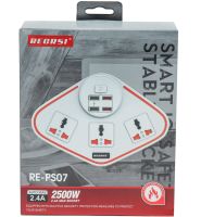 Універсальний мережевий фільтр подовжувач Anti-Static Socket Remax BKL-07 на 3 розетки 4 USB 3.4 A, електричний трійник з запобіжником PS07 Білий