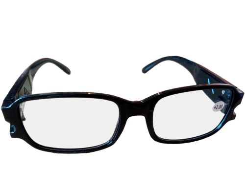 Збільшувальні світлодіодні окуляри для читання Multi Strength Reading Glasses з подвійним підсвічуванням, універсальні окуляри з ліхтариком чорні