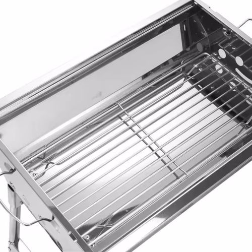 Переносний розкладний мангал Stainless Steel Grill GP-4273 для шашлику і барбекю, Гриль зі знімною сіткою 48х33х59 см на деревному вугіллі і дровах