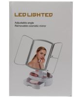 Настільне потрійне дзеркало Led Lighted WX-810 з підсвічуванням і органайзером для зберігання косметики, косметичне акумуляторне зі збільшенням Чорне