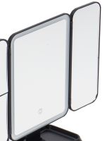 Настільне потрійне дзеркало Led Lighted WX-810 з підсвічуванням і органайзером для зберігання косметики, косметичне акумуляторне зі збільшенням Чорне