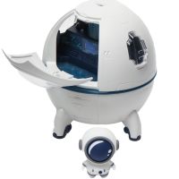 Акумуляторний зволожувач повітря нічник Space Capsule Humidifier MJ046 Ракета з астронавтом 1200 mAh з LED підсвічуванням Аромадифузор AND-9-20 Білий