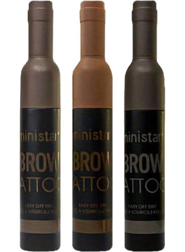 Водостійка фарба тінт Ministar Brow Tattoo Black Чорний з тату ефектом для підкреслення брів, Маркер гель #102 10 мл для татуювання брів