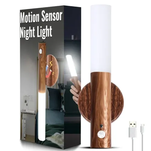 Настенный аккумуляторный LED светильник ночник Motion Sensor Night Light W-52 Фонарь с датчиком движения на стену на магнитном держателе Коричневый