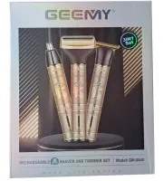 Бездротова машинка тример Gemei GM-8045 для стрижки бороди, вусів, носа і тіла, Акумуляторна електробритва Gemmy 3 в 1 з насадками для волосся