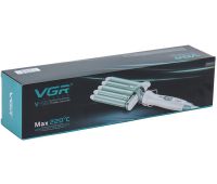 Професійна плойка хвиля VGR V-597 90W 16 мм керамічні п'ятихвильові щипці на 5 хвиль, прилад для укладання і накрутки голлівудських локон Блакитний
