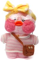 М'яка іграшка Huada Toys качечка в окулярах lalafanfan 35 см, плюшева качка в одязі Cafe mimi duck Лалафанфан рожева