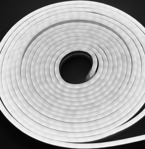 Світлодіодна силіконова стрічка Led Neon 0719 Біла 5 м неонова гнучка підсвітка в силіконі з блоком живлення від мережі 3000К IP65 12v-220v White