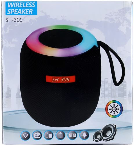 Мобільна Bluetooth колонка Wireles Speaker SH-309 5W бездротова акумуляторна стерео акустика зі світлодіодним RGB підсвічуванням і блютуз TF від USB
