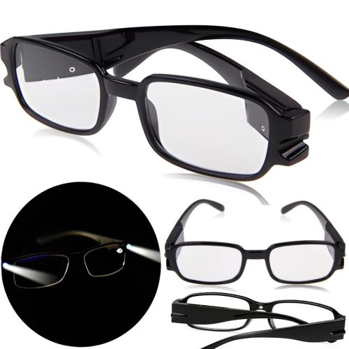 Збільшувальні світлодіодні окуляри для читання Multi Strength Reading Glasses з подвійним підсвічуванням, універсальні окуляри з ліхтариком чорні