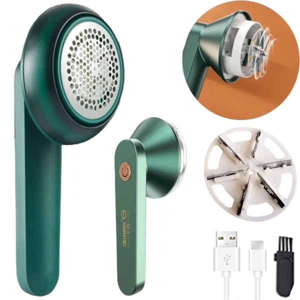 Бездротова акумуляторна машинка для видалення катишек Lemex Lint Trimmer з зарядкою від USB, Електричний тример для зрізання катишків Зелений