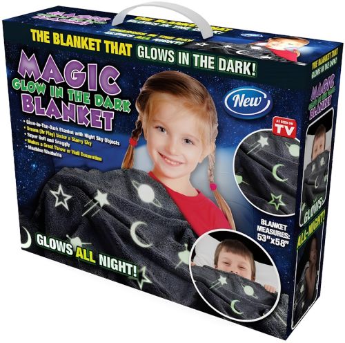 Дитячий світиться плед Magic Blanket місяць і зірки Рожевий 150х200 см плюшеве світиться покривало день-ніч, люмінесцентне покривало-плед