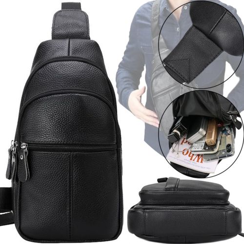 Чоловіча сумка бананка Jasper L99810-b через плече на 2 відділення з USB портом, Нагрудна сумка Джаспер зі штучної шкіри Чорна