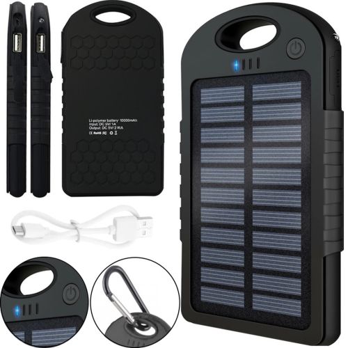 Портативний зарядний пристрій Power Bank Solar Charger JS-3 50000 mAh повербанк c карабіном на сонячній батареї, зовнішній акумулятор 50000 маг