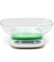 Кухонні електронні ваги Domotec MS-125 Зелені до 7 кг кулінарні ваги з чашею і підсвічуванням для зважування на батарейках Домотек MX-403