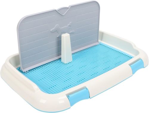 Лоток для собак зі стовпчиком і стінкою Dog Toilet UniZoo 47. 5x36 см двошаровий туалет з рамкою і сіткою під пелюшку для собак із захистом від бризок