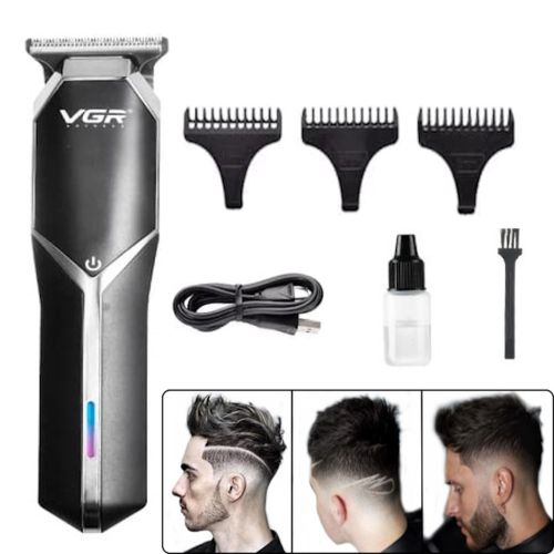 Професійна бездротова окантовочна машинка VGR V-930 для стрижки волосся і бороди, акумуляторний тример для окантовки бороди і вусів Чорна