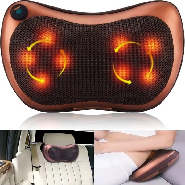 Масажна подушка з інфрачервоним підігрівом Massage Pillow QY-8028, роликовий масажер для спини і шиї