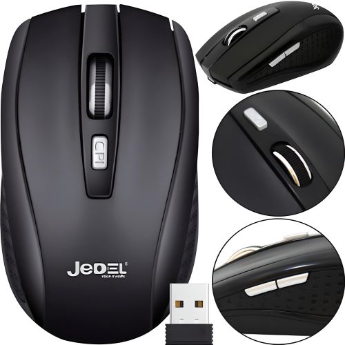 Бездротова оптична мишка Jedel W550 Black 1000 dpi ігрова для комп'ютера і ноутбука 2.4 GHZ на батарейці, геймерська USB миша 98127 Чорна