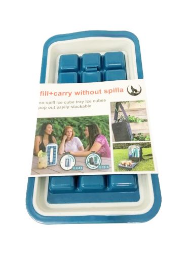 Герметична силіконова форма для льоду з кришкою на 18 клітинок Fill + Carry Without Spilla, Контейнер ледница 18 кубиків, Ледница для заморозки води