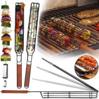 Решетка гриль для барбекю Barbecue Grill Basket 49 см одинарная сетка с деревянной ручкой для рыбы, овощей и кебаба, корзина-гриль для мангала Maclay узкая