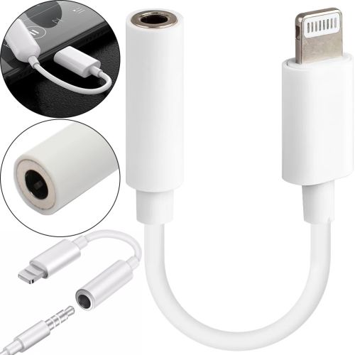 Универсальный кабель аудио переходник для наушников Lightning на 3.5mm AUX Headphone Adapter J-002, Адаптер USB-C для телефона IPhone Белый