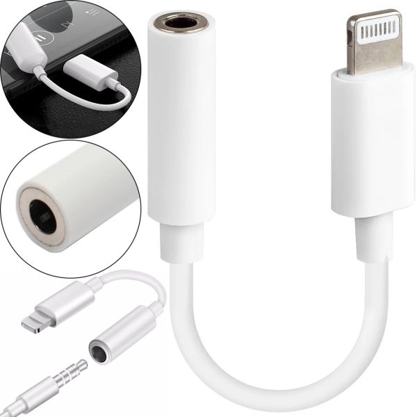 Універсальний кабель аудіо перехідник для навушників Lightning на 3.5 mm Aux Headphone Adapter J-002, Адаптер USB-C для телефону IPhone Білий