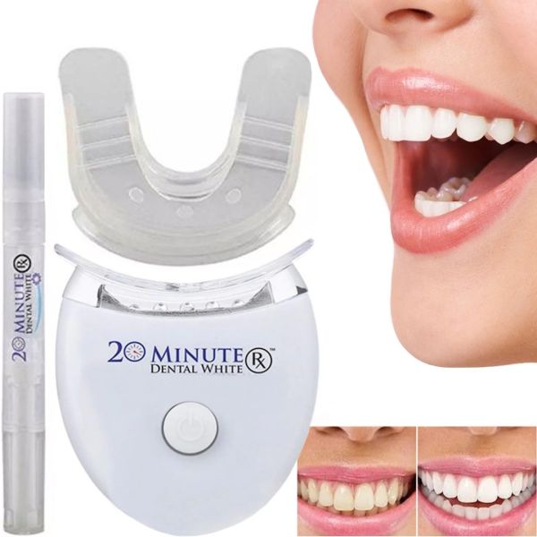 Зубна щітка капа 20 Minute Dental White для відбілювання зубів, Комплект відбілювач для догляду за порожниною рота з УФ підсвічуванням від батарейок
