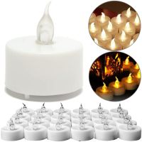 Набор светодиодных горящих свечей Flameless Tealight 24 штуки LED свеча с имитацией пламени и подсветкой на батарейках для освещения Белые