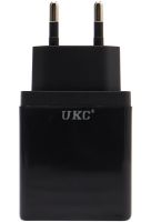 Мережевий зарядний пристрій Fast Charge USB Type-C UKC PD-889 Black блок живлення на 2 порти, адаптер зарядка для телефону смартфона Android Чорний