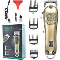 Профессиональная машинка для стрижки волос VGR V-658 4 насадки мужская аккумуляторная машинка для окантовки бороды с функцией триммера и LCD дисплеем