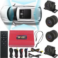 Автомобільна система кругового огляду Asvegen 3D N34 360 градусів, паркувальна система спостереження 4 камери для панорамного огляду з пультом в авто