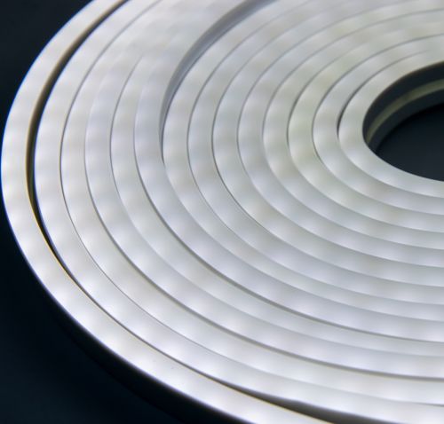 Світлодіодна силіконова стрічка Led Neon 0719 Біла 5 м неонова гнучка підсвітка в силіконі з блоком живлення від мережі 3000К IP65 12v-220v White