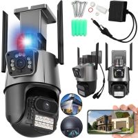Цветная уличная IP камера видеонаблюдения с двойной камерой P11 WiFi видеокамера с ночной съемкой, датчиком движения и микрофоном 3Мп SD RJ45