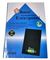 Кухонні електронні ваги Domotec MS-912 від 1 гр до 7 кг, прямокутні сенсорні ваги MX - 402 з плоскою платформою для зважування продуктів чорні