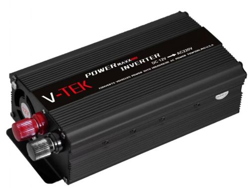 Автомобільний інвертор V-TEK PowerMaxx SSK-2000W 12V - 220V від прикурювача і акумулятора, Авто перетворювач напруги струму 12В 2000Вт, Чорний