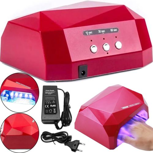 УФ лампа Beauty nail Diamond D-058 CCF + LED 36W для манікюру і педикюру гібридна лампа для сушіння нігтів, гель лаку 36Вт з таймером рожева