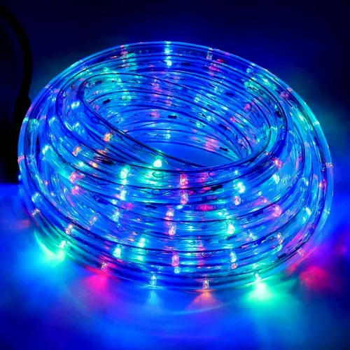 Світлодіодна гнучка гірлянда Дюралайт Rope Lights G-38 10 м вулична і внутрішня кольорова LED гірлянда з RGB контролером від мережі Multicolor 3528
