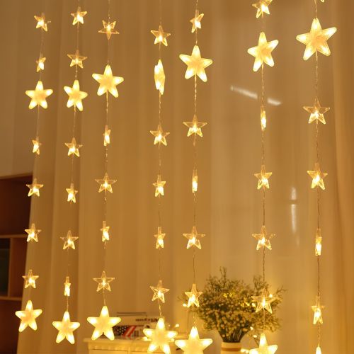 Внутренняя гирлянда штора Звездопад XMAS Теплый белый 3Х1.8 м 120 LED диодов WW новогодняя светодиодная занавес на окно дома 3мх1.8м от сети 220V