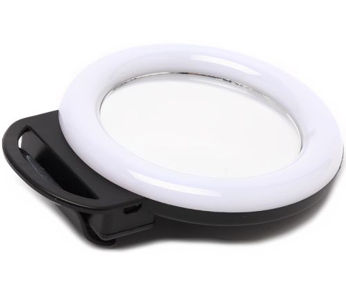 Світлодіодне LED селфі кільце Selfie Ring Light A4S 11.5 см акумуляторна RGB лампа із затискачем, кільцеве підсвічування з дзеркалом на телефон USB H8-1