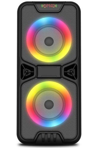 Акумуляторна колонка динамік Bluetooth BKK B86 з LED підсвічуванням 20W, бездротова акустична система караоке USB SD FM AUX від акумулятора Чорна