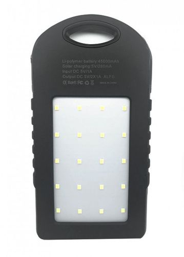 Портативний зарядний пристрій Power Bank Solar Charger 50000 mAh C Led ліхтариком і карабіном на сонячній батареї, зовнішній акумулятор 2, павербанк