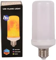 Світлодіодна декоративна лампочка LED Flame Light E27 9W з RGB ефектом полум'я у формі кукурудзи в патрон кольорова лампа 2200K з імітацією вогню