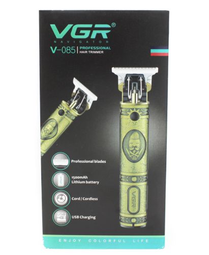 Бездротова акумуляторна окантовочна машинка USB VGR V-085 для стрижки вусів і бороди, акумуляторний портативний тример бритва для чоловіків