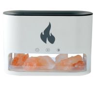 Настільний зволожувач повітря нічник з соляними каменями Docsal Flame Aroma Diffuser CAO з LED підсвічуванням 5W, соляна лампа аромадифузор Білий