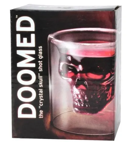 Скляна стопка для віскі Doomed Череп з подвійним дном 70мл для алкоголю 3D стакан чарка для алкогольних напоїв з подвійними стінками у формі черепа