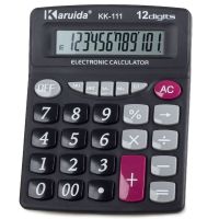 Електронний настільний калькулятор Karuida KK - 111 12 розрядний для офісу, Бухгалтерський калькулятор Keenly KK-8800-12 з дробами від батарейки Чорний